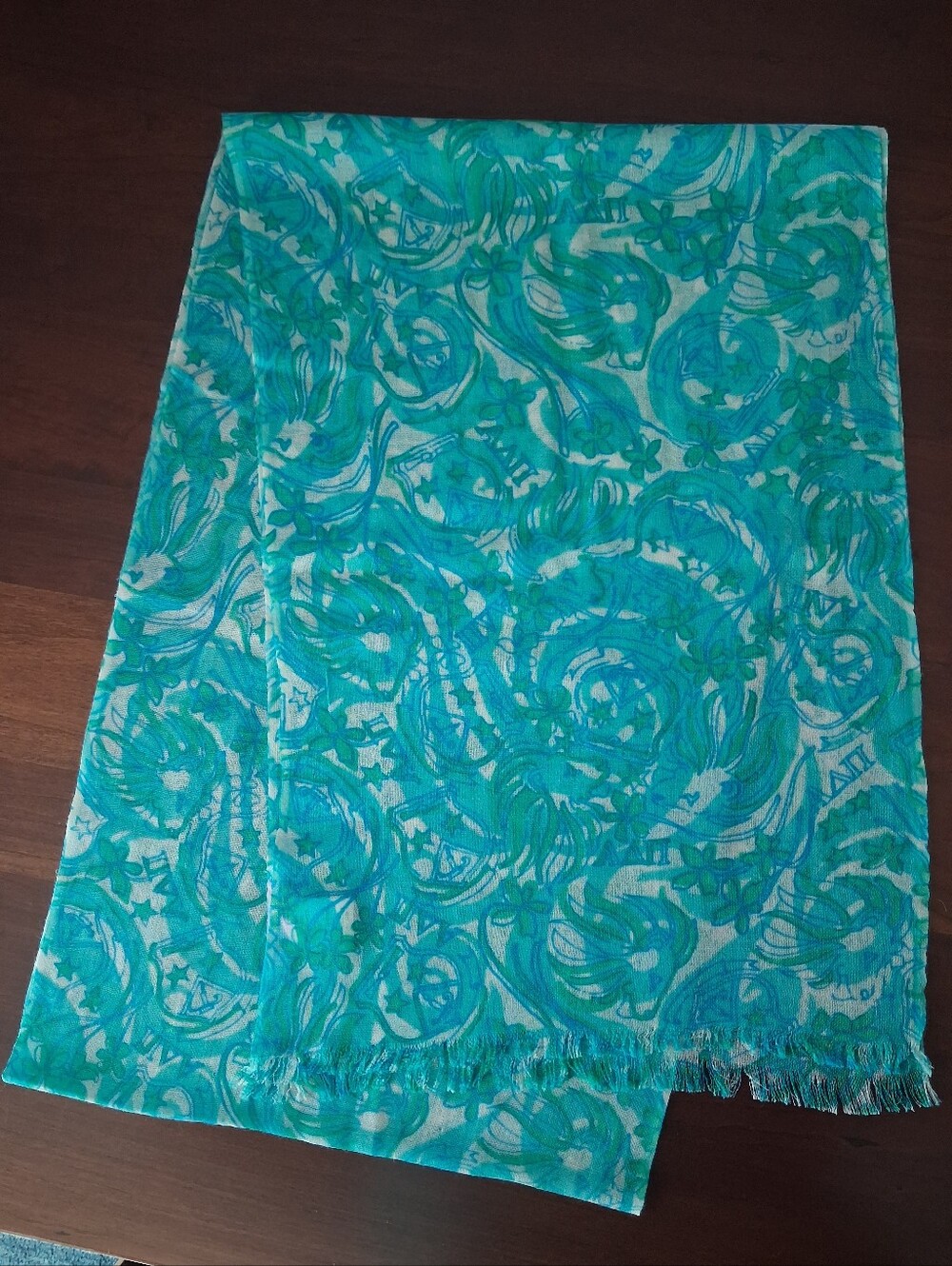 Lilly Pulitzer Murfette Scarf Pi Delta Alpha Sorority Silk/cashmere EUC